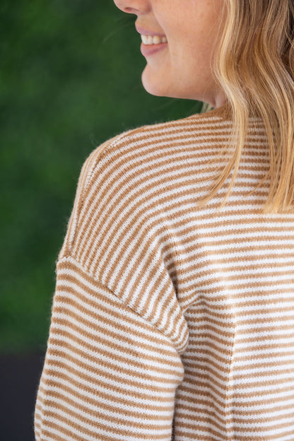 Michelle Mae Miley Striped Sweater - Latte