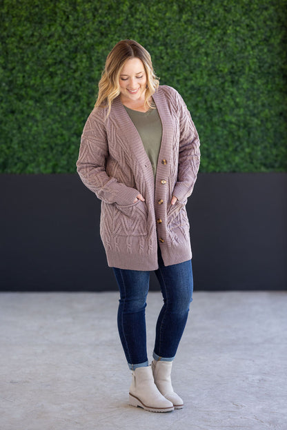 Michelle Mae Brooks Button Sweater Cardigan - Light Mocha