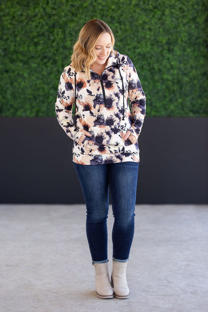 Michelle Mae Soft HalfZip Hoodie - Neutral Abstract