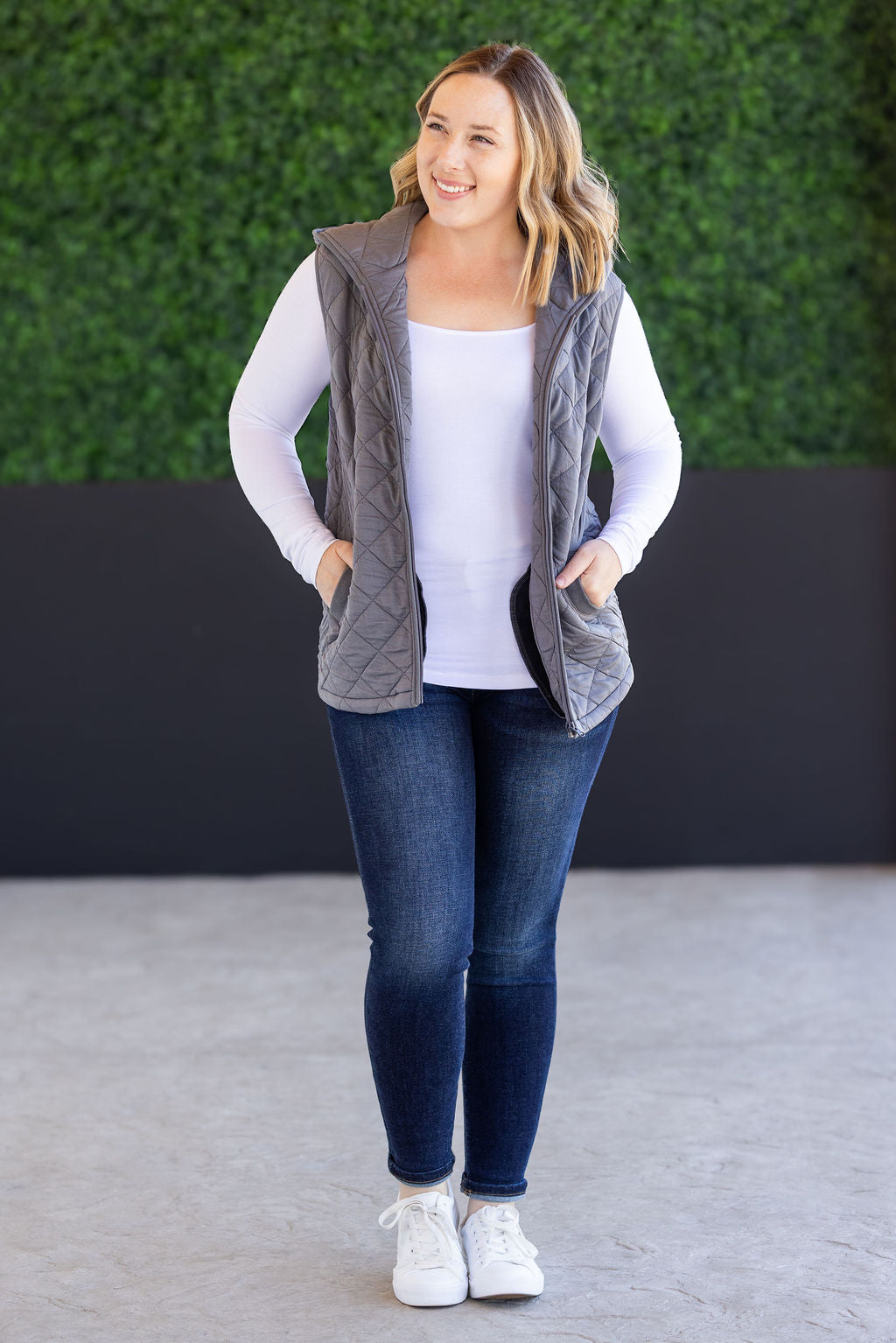 Michelle Mae Heather Hooded Vest - Grey