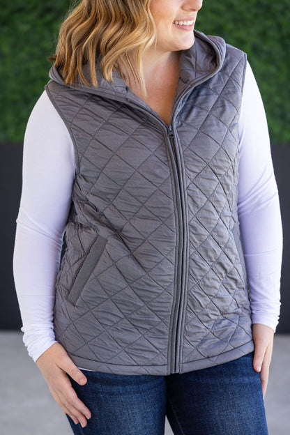 Michelle Mae Heather Hooded Vest - Grey