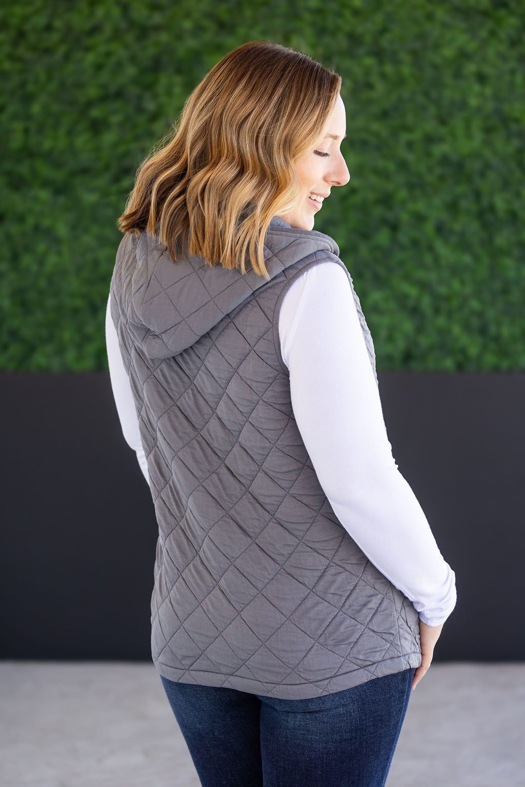Michelle Mae Heather Hooded Vest - Grey