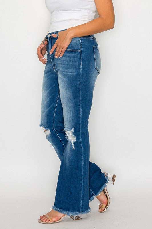 Untamed Flair Raw Hem Bootcut Jeans