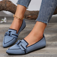 PREORDER: Bow Contrast Trim Point Toe Loafers