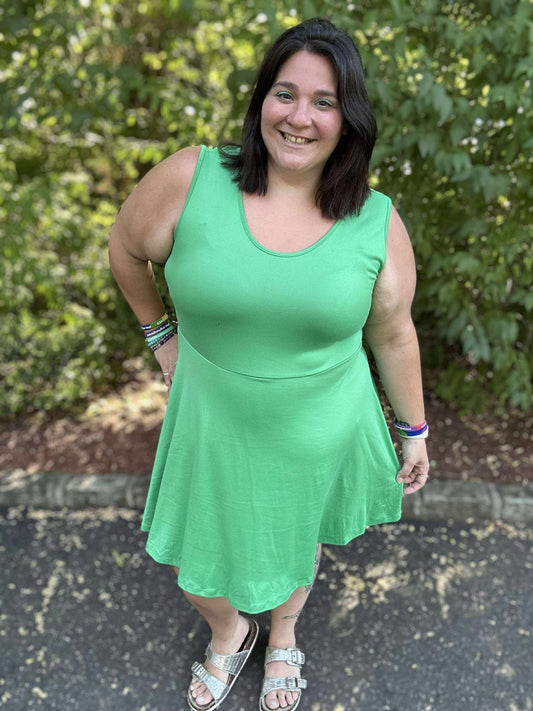Gorgeous in Green Sleeveless Skort Dress