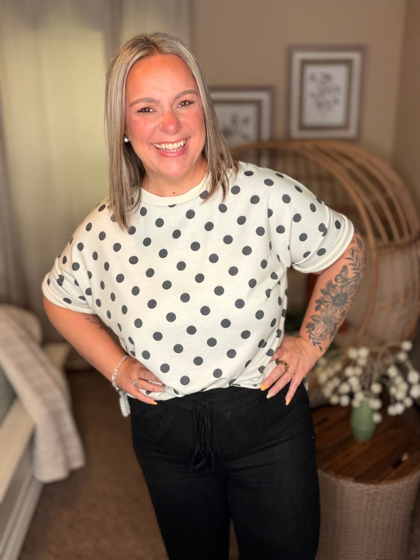Pretty in Polka Oversized Drop Shoulder Tee