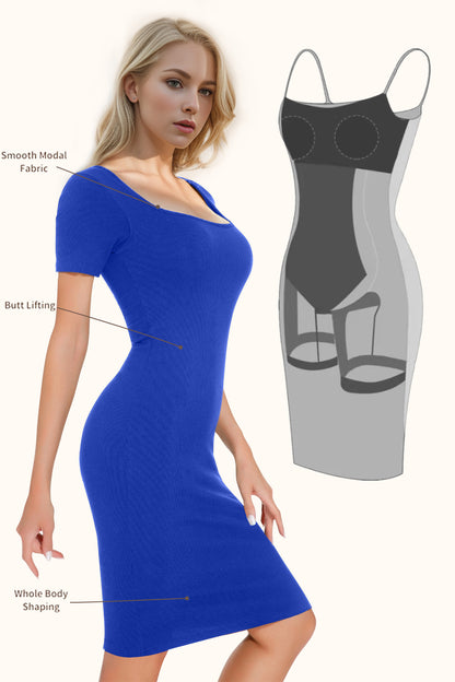 PREORDER - Giselle's Built-In Shapewear Short Sleeve Dress