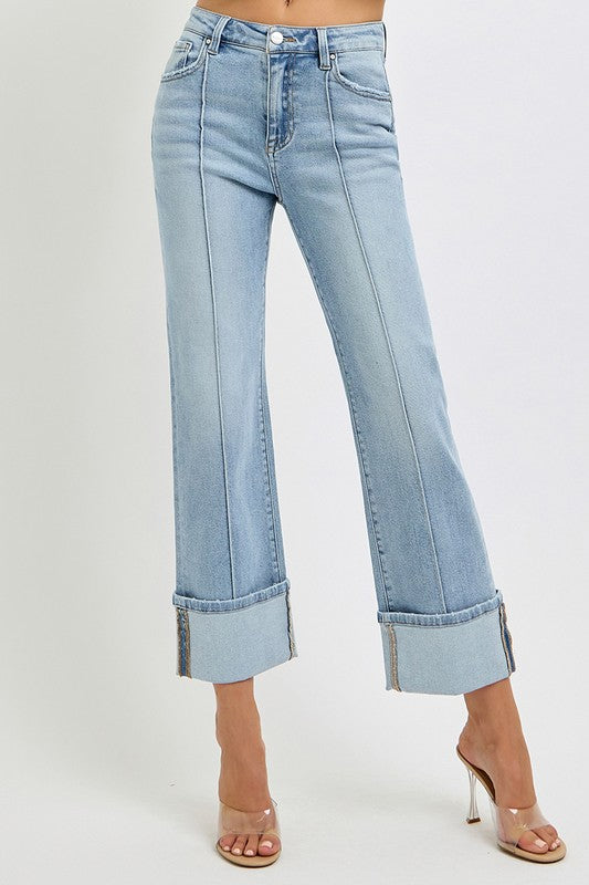 Everyday Charm Ankle Cuffed Straight-Leg Jeans