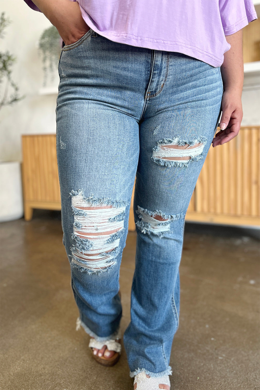 Anita's Raw Hem Bootcut Jeans