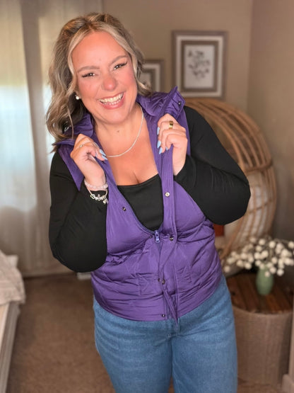 Michelle Mae Remy Zip Up Vest - Purple