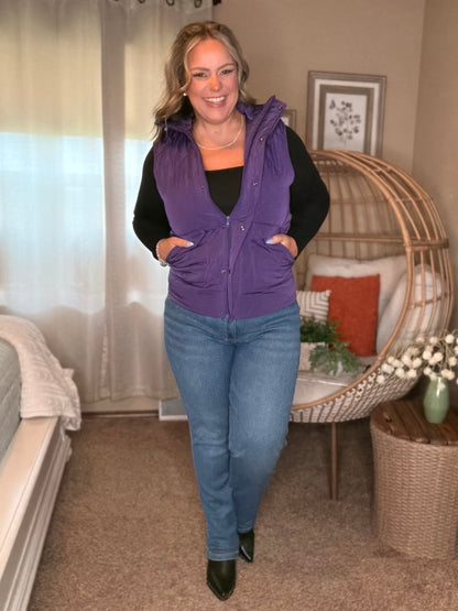 Michelle Mae Remy Zip Up Vest - Purple