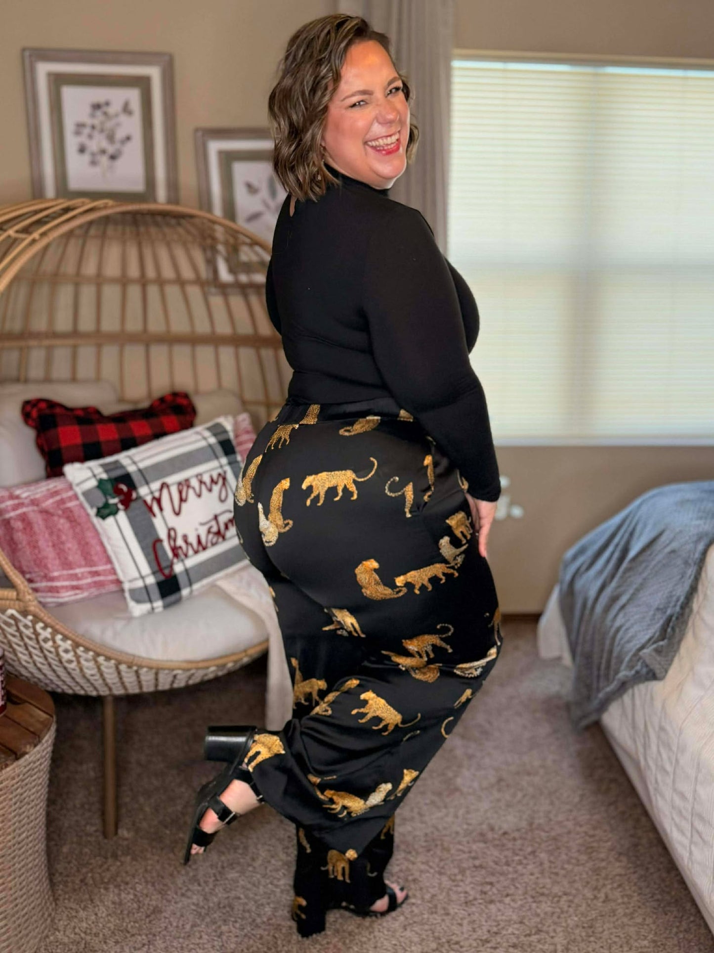 Legendary in Leopard Satin Wide Leg Pants