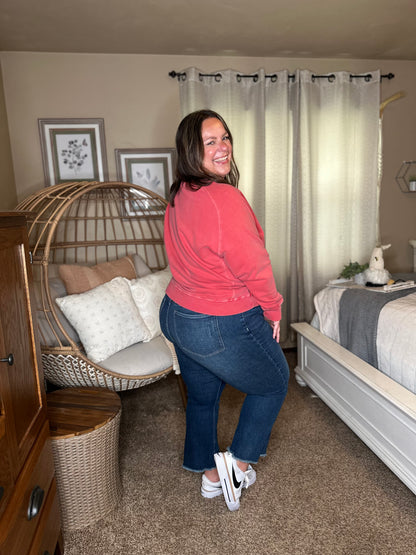 Daily Ease Mineral Wash Pullover in Ruby