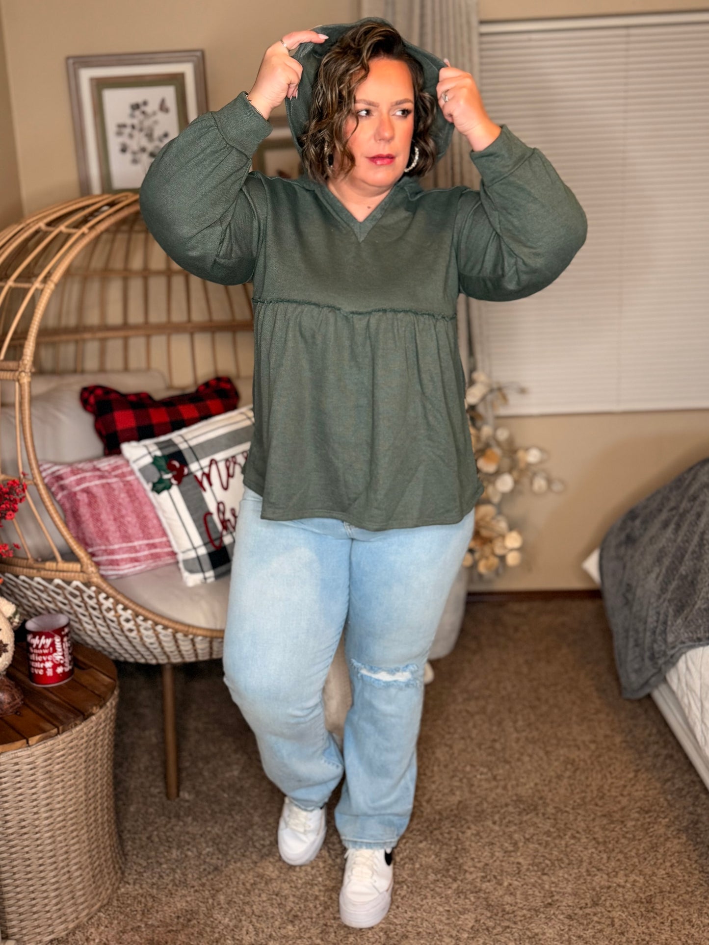 She's Not Wrong Hooded V-Neck Pullover