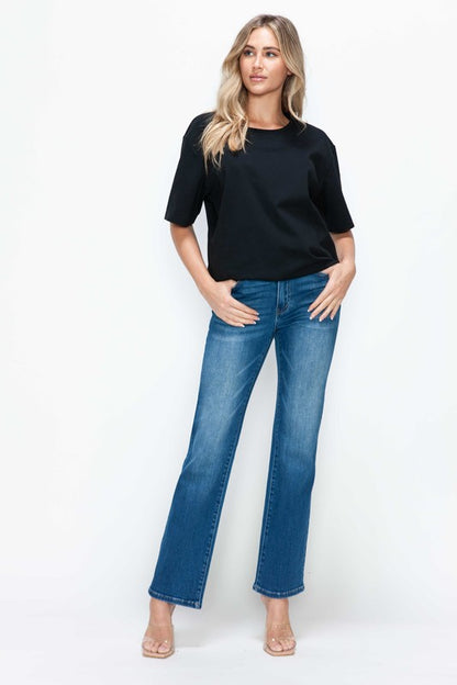 Whisker Chic High Rise Straight Jeans