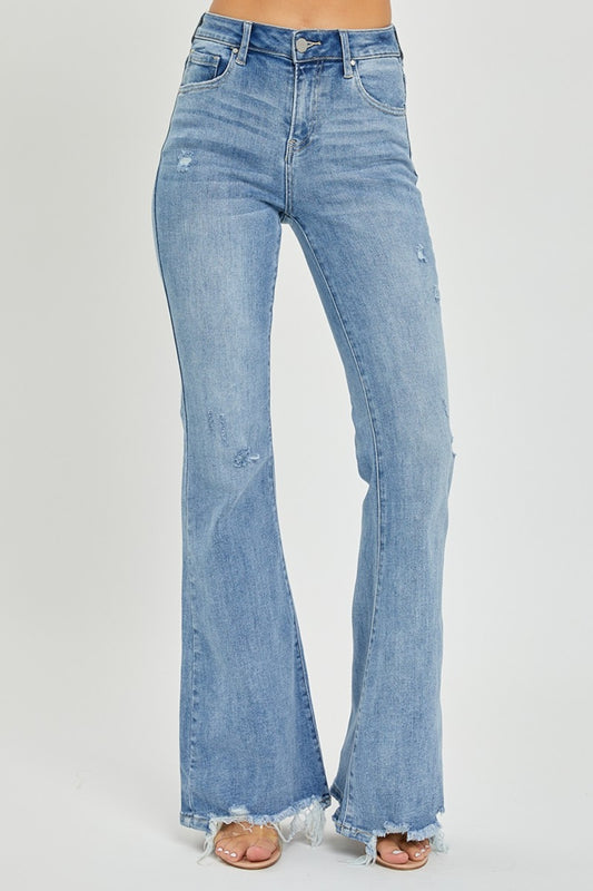 Jenny's High Rise Frayed Hem Flare Jeans