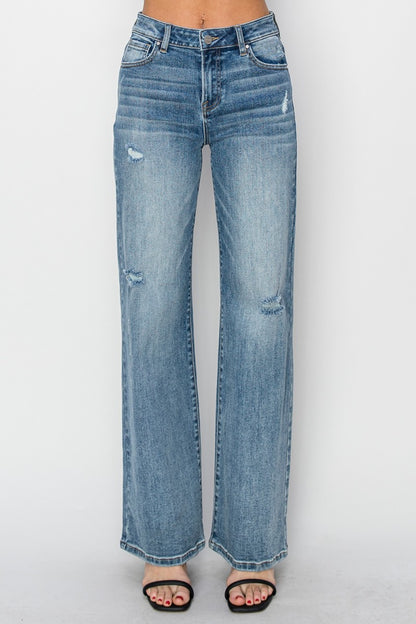 Jessy's High Waist Distressed Wide Leg Jeans