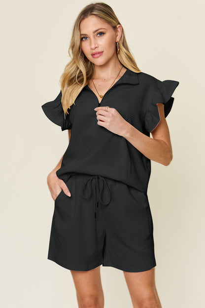 Kelly's Flounce Sleeve Top Shorts Set