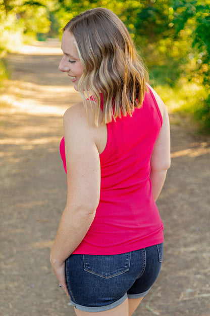 Michelle Mae Tara Ribbed Tank - Hot Pink