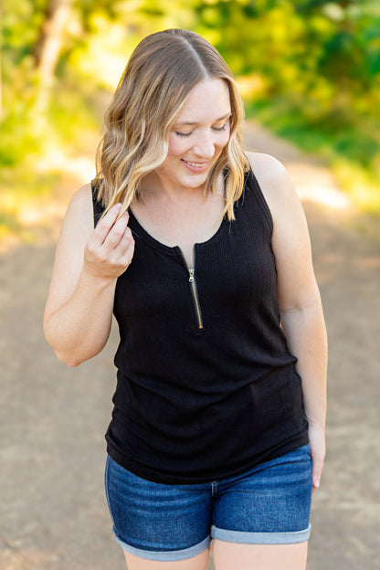 Michelle Mae Mila Zipper Tank - Black