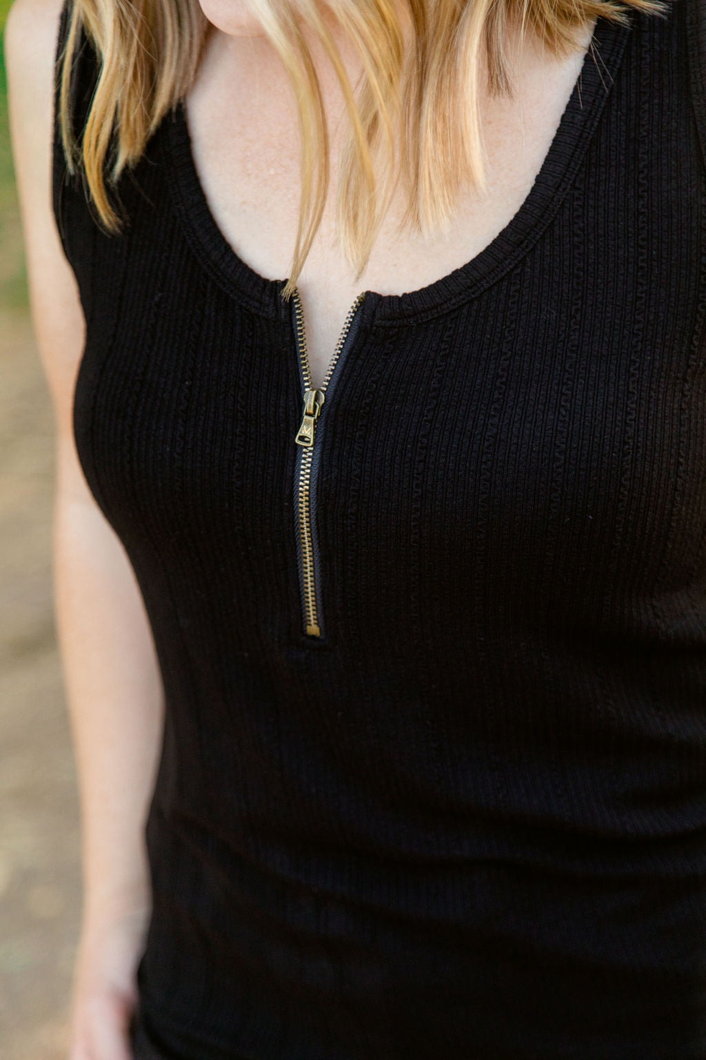 Michelle Mae Mila Zipper Tank - Black