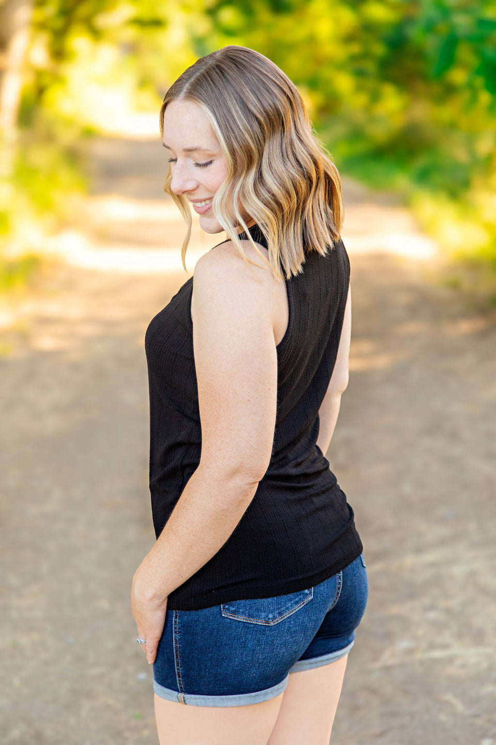 Michelle Mae Mila Zipper Tank - Black