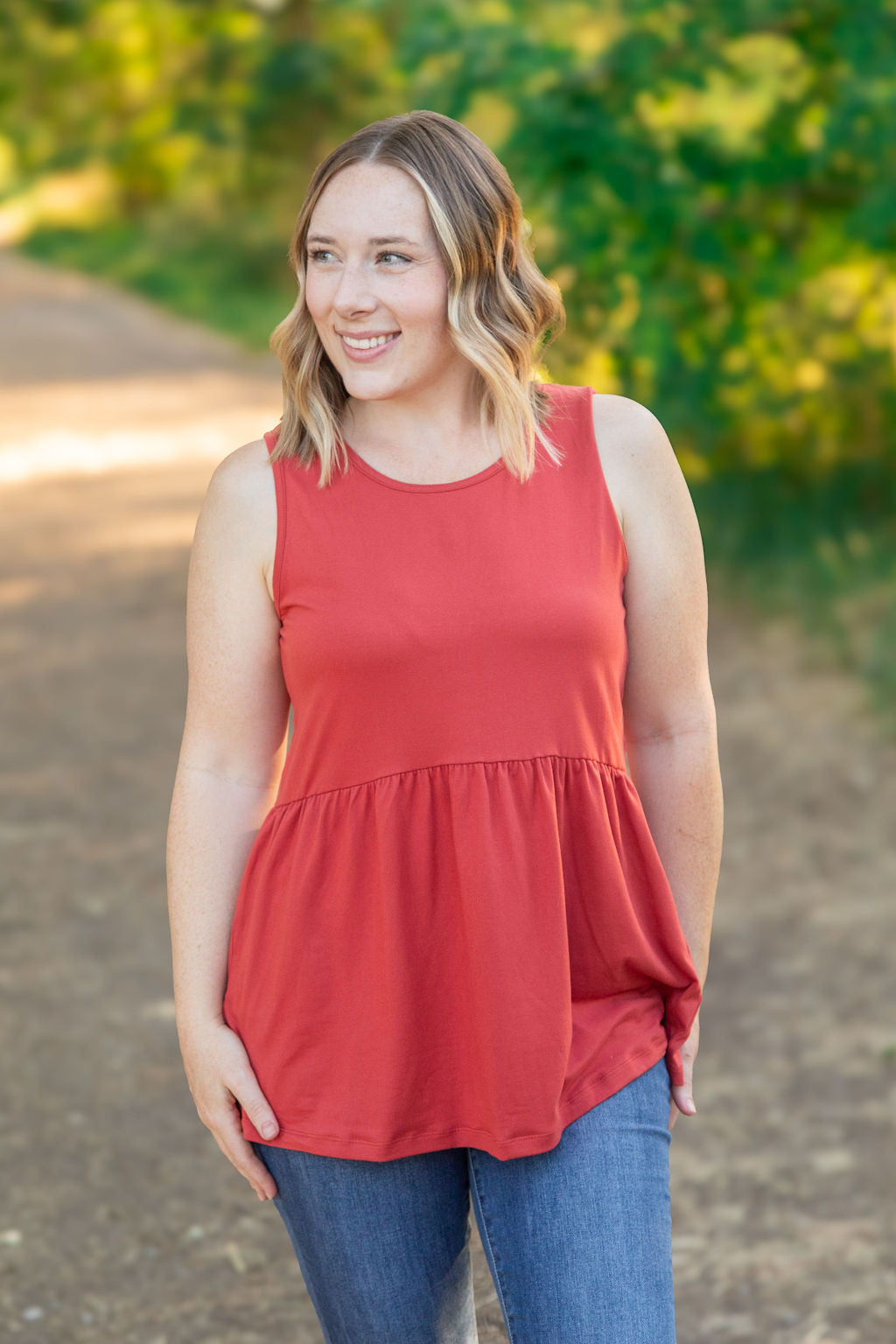 Michelle Mae Renee Ruffle Tank - Brick