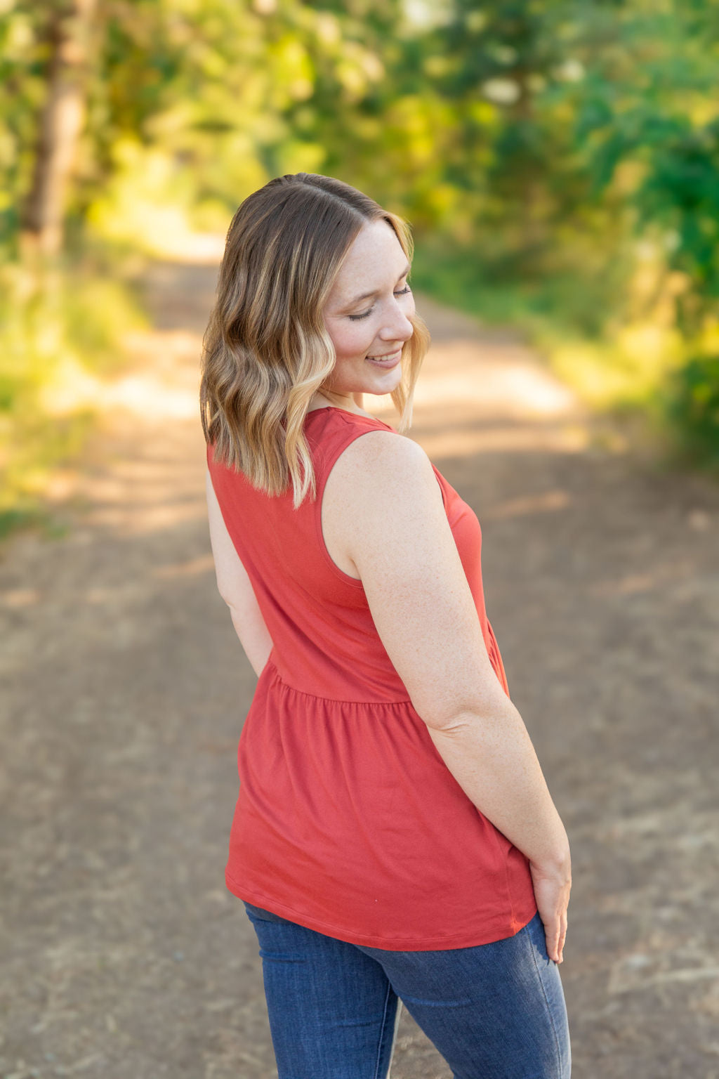 Michelle Mae Renee Ruffle Tank - Brick