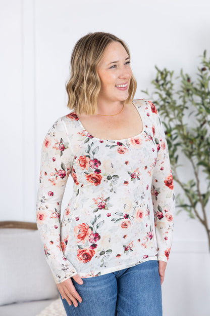 Michelle Mae Alyssa Long Sleeve Top - Pink Bloom