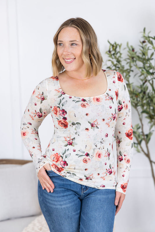 Michelle Mae Alyssa Long Sleeve Top - Pink Bloom