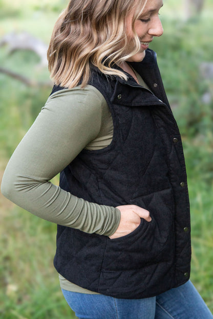 Michelle Mae Corduroy Vest - Black