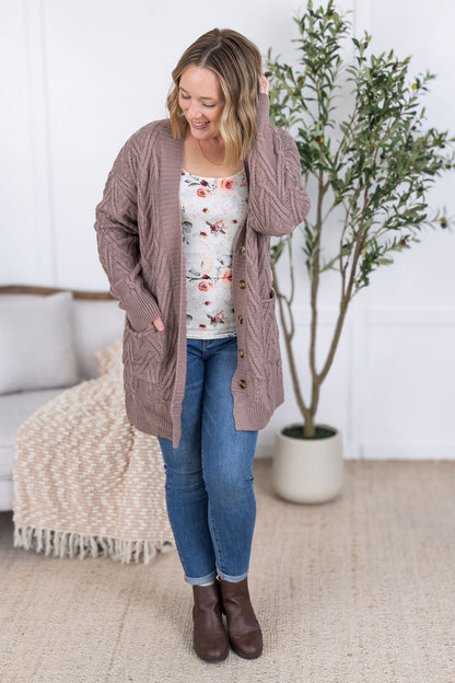 Michelle Mae Brooks Button Sweater Cardigan - Light Mocha