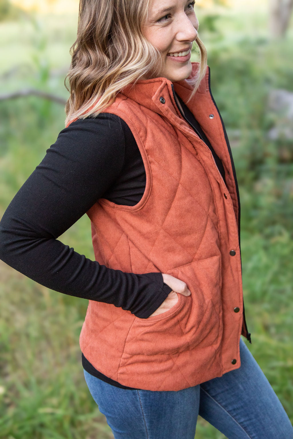 Michelle Mae Corduroy Vest - Pumpkin