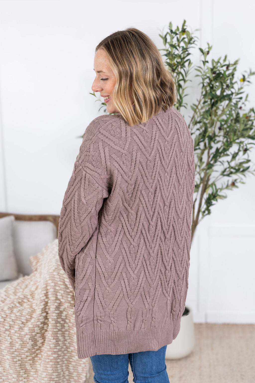 Michelle Mae Brooks Button Sweater Cardigan - Light Mocha