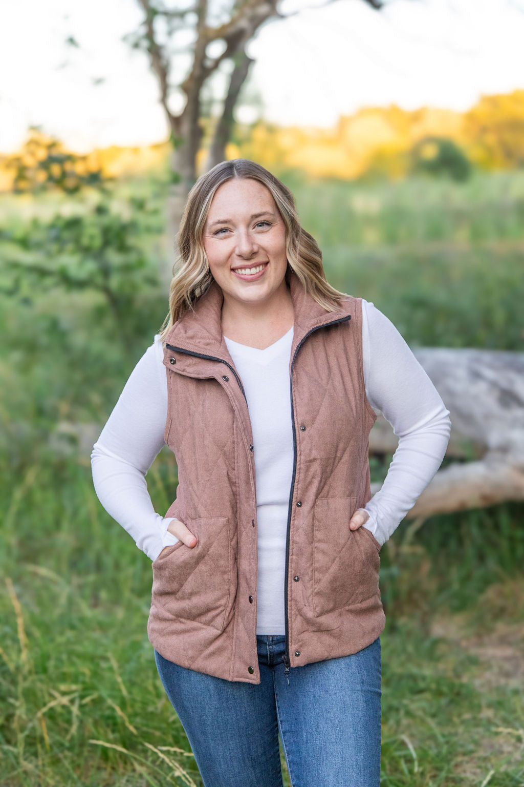 Michelle Mae Corduroy Vest - Chestnut