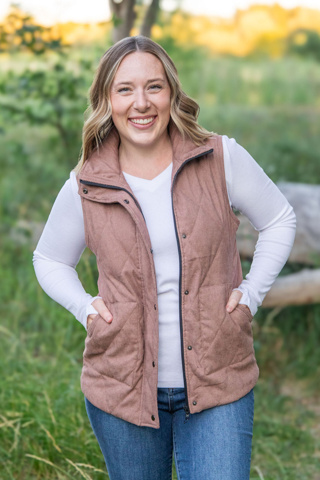 Michelle Mae Corduroy Vest - Chestnut