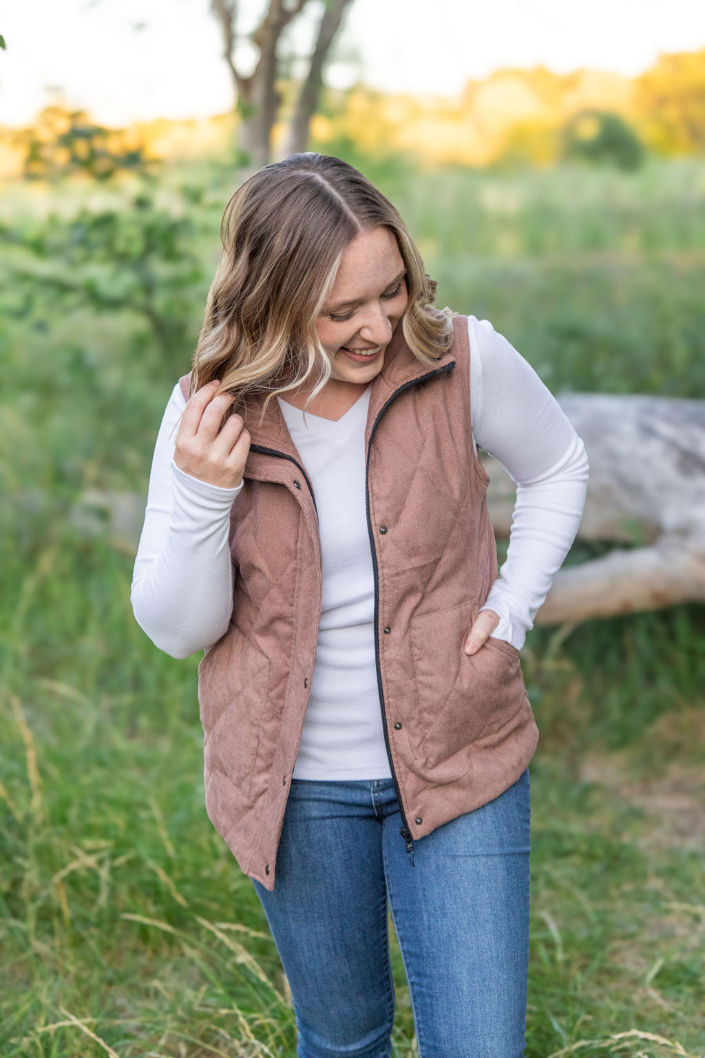 Michelle Mae Corduroy Vest - Chestnut