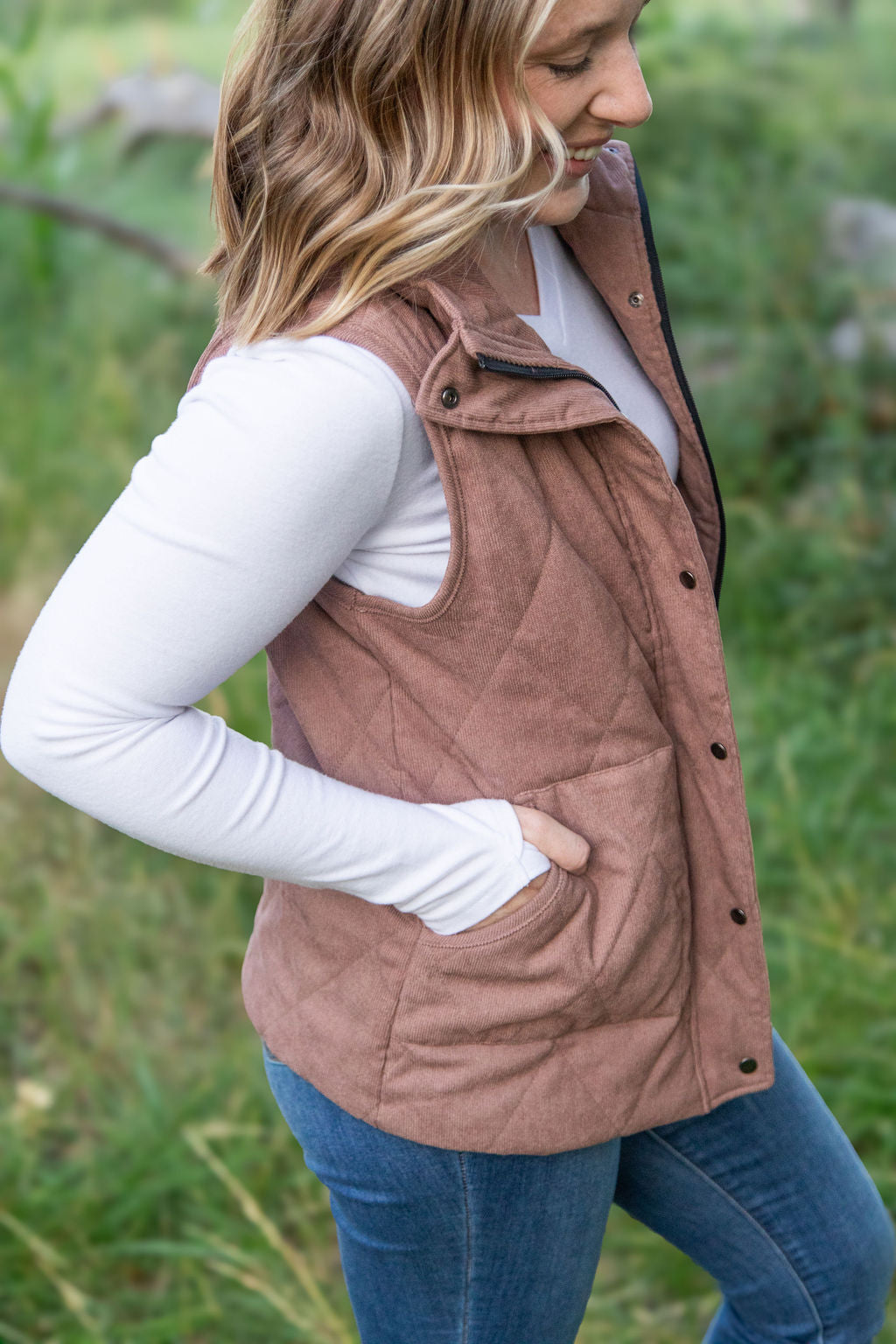 Michelle Mae Corduroy Vest - Chestnut