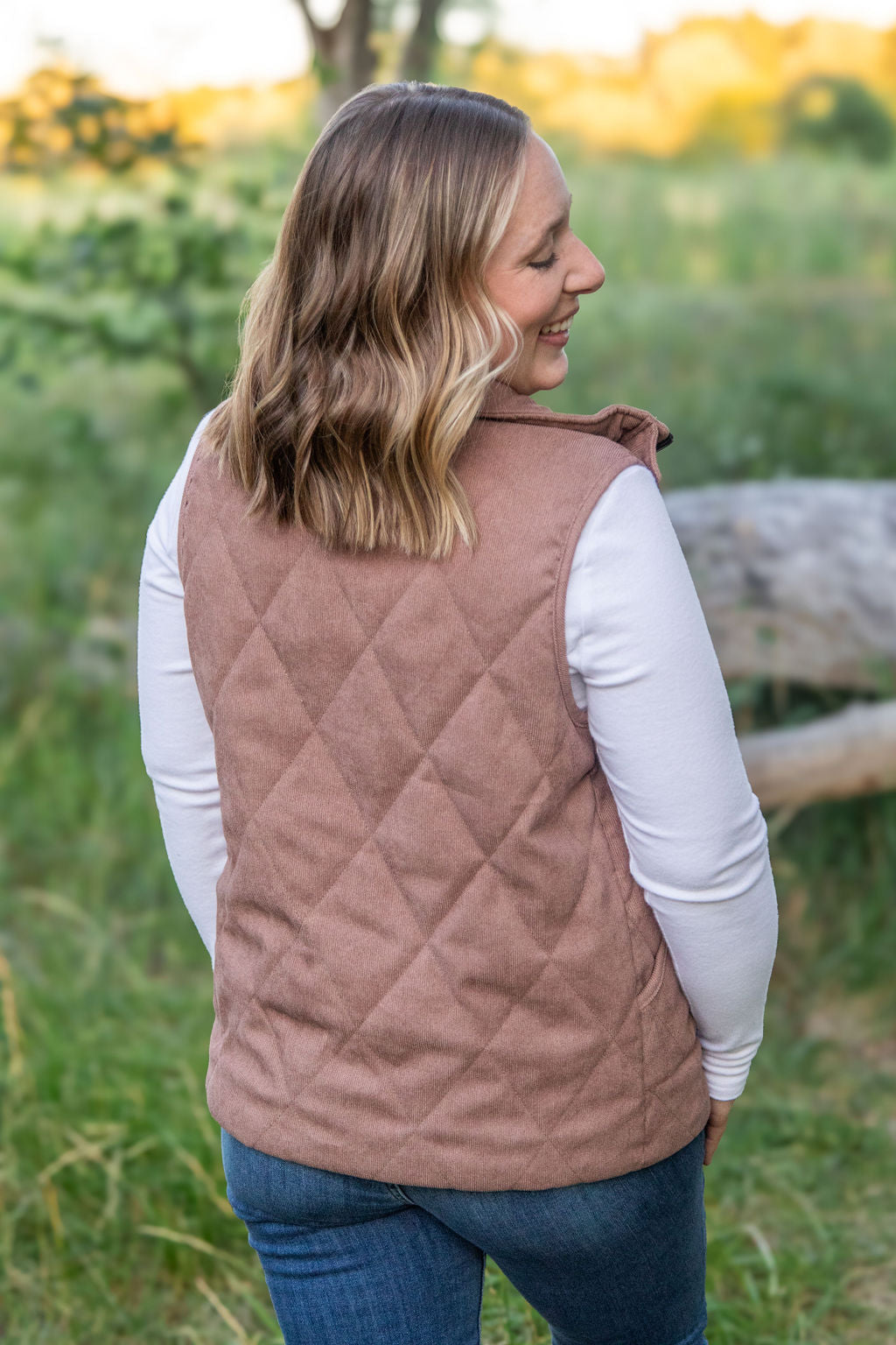 Michelle Mae Corduroy Vest - Chestnut