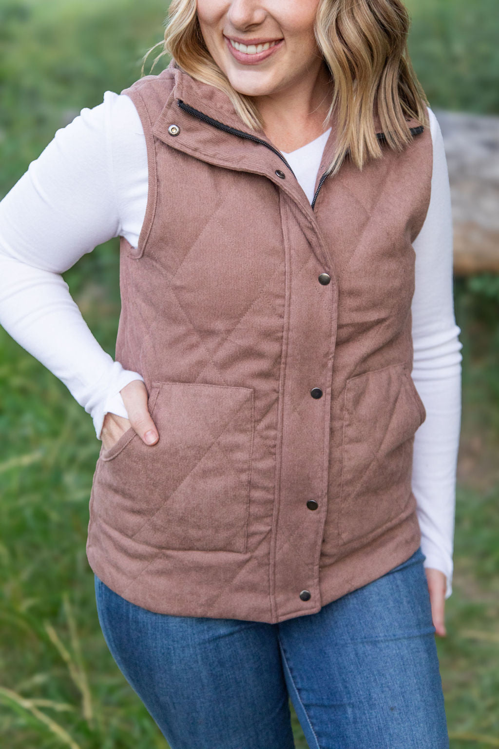 Michelle Mae Corduroy Vest - Chestnut