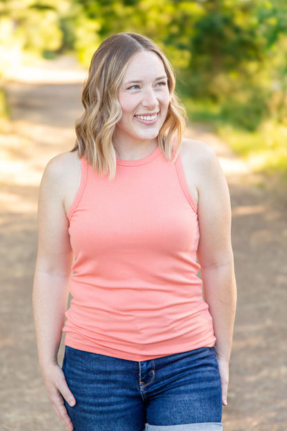 Michelle Mae Tara Ribbed Tank - Coral