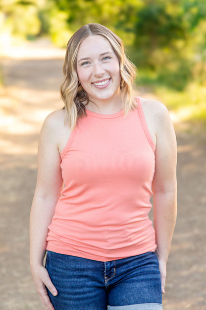 Michelle Mae Tara Ribbed Tank - Coral