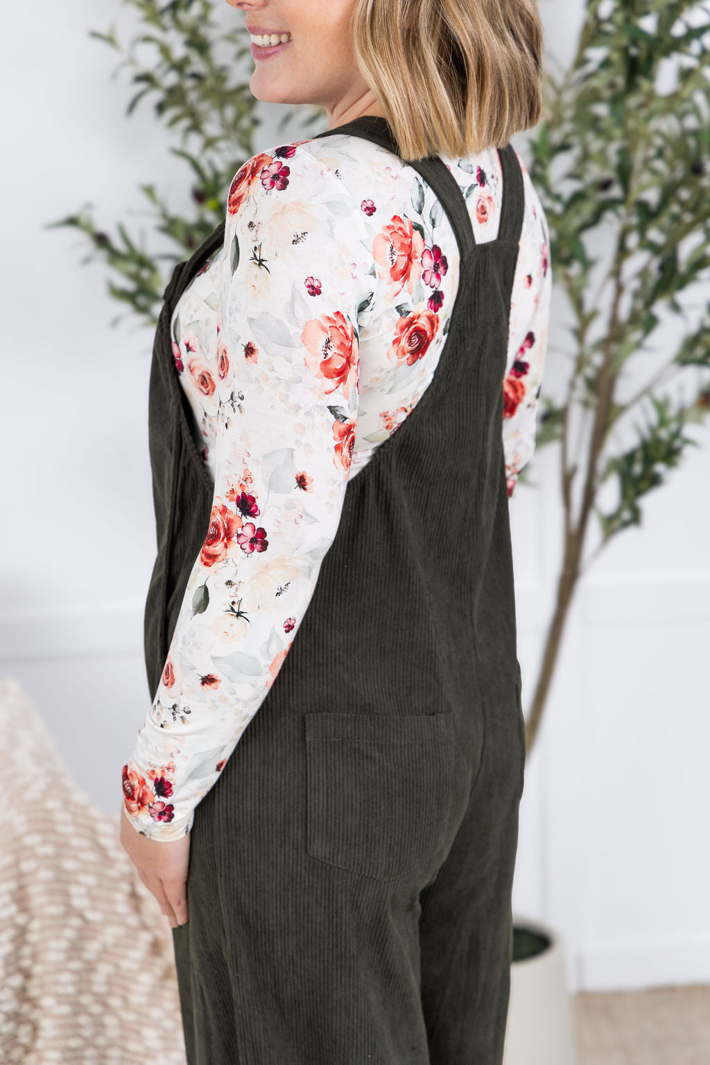 Michelle Mae Corduroy Overalls - Olive