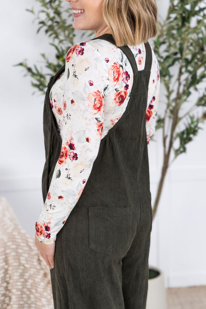 Michelle Mae Corduroy Overalls - Olive