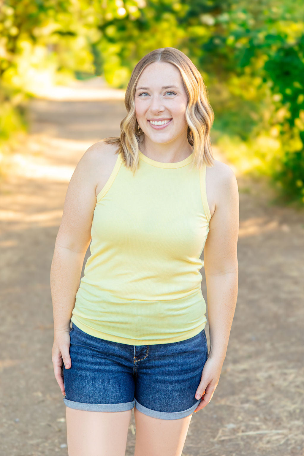 Michelle Mae Tara Ribbed Tank - Yellow