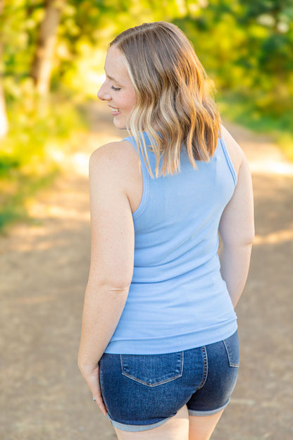 Michelle Mae Tara Ribbed Tank - Light Blue