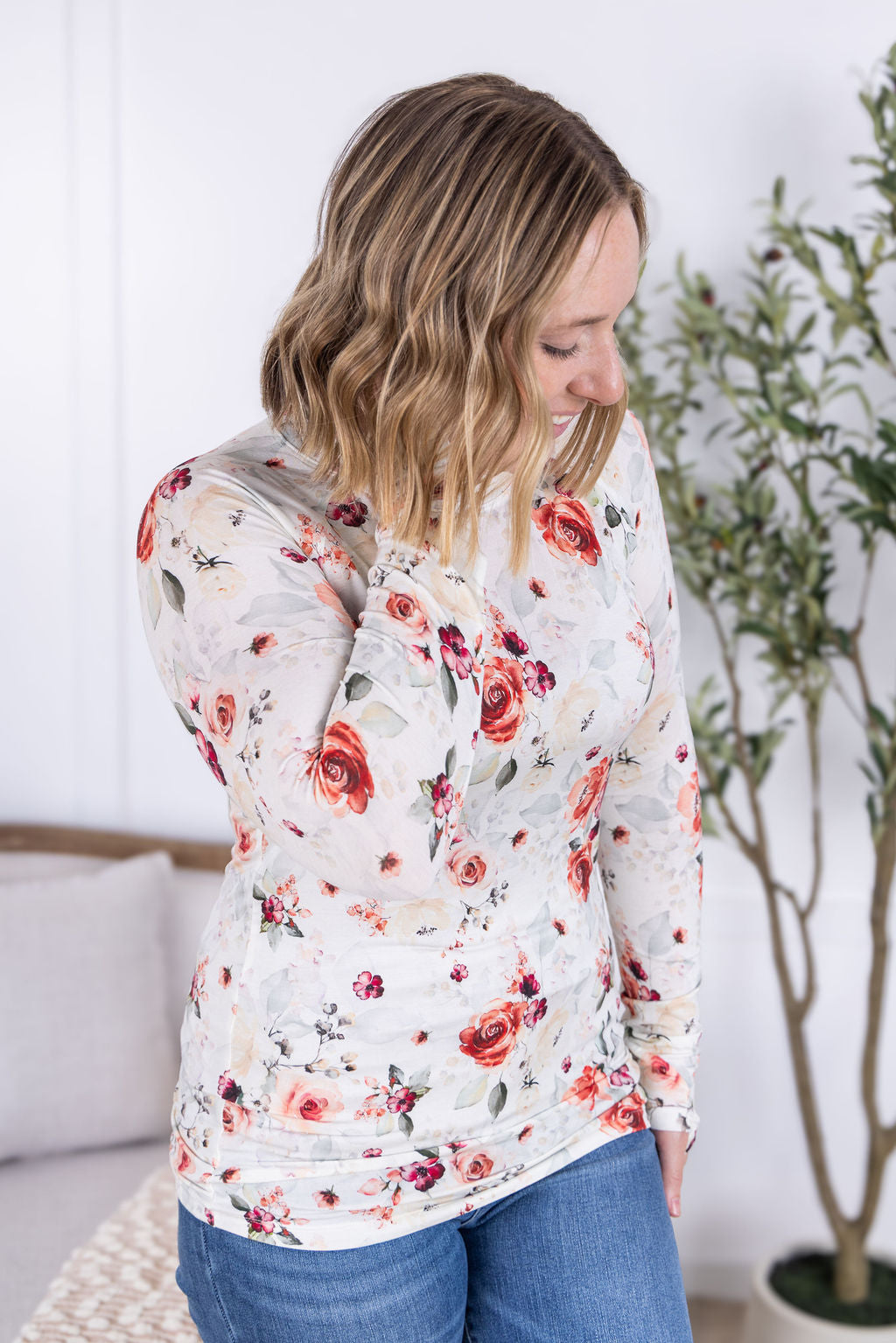 Michelle Mae Blair Long Sleeve Top - Pink Bloom
