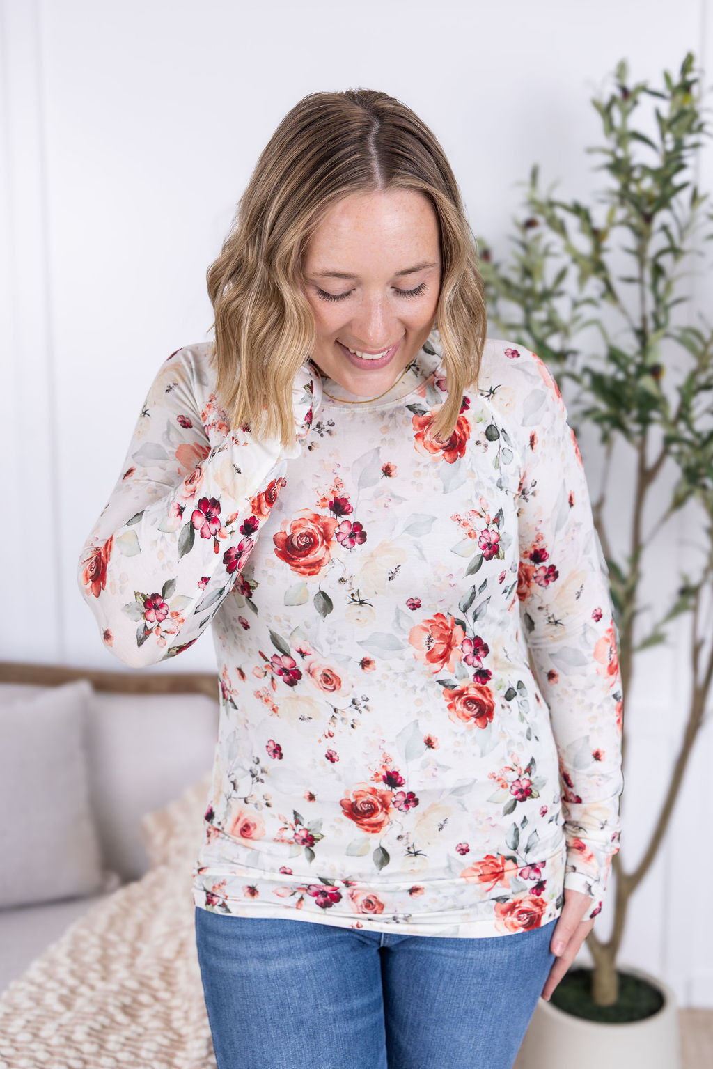 Michelle Mae Blair Long Sleeve Top - Pink Bloom
