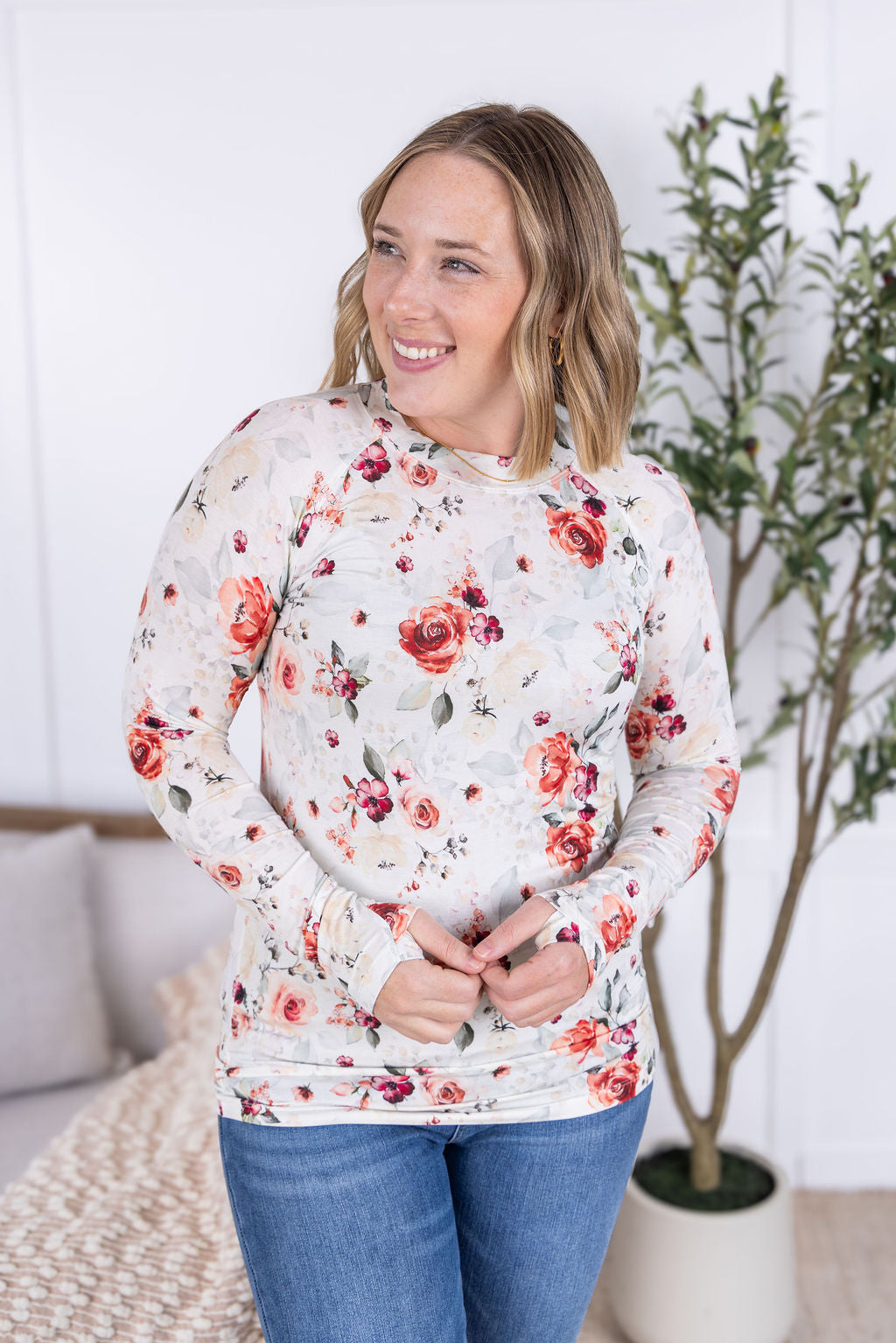Michelle Mae Blair Long Sleeve Top - Pink Bloom