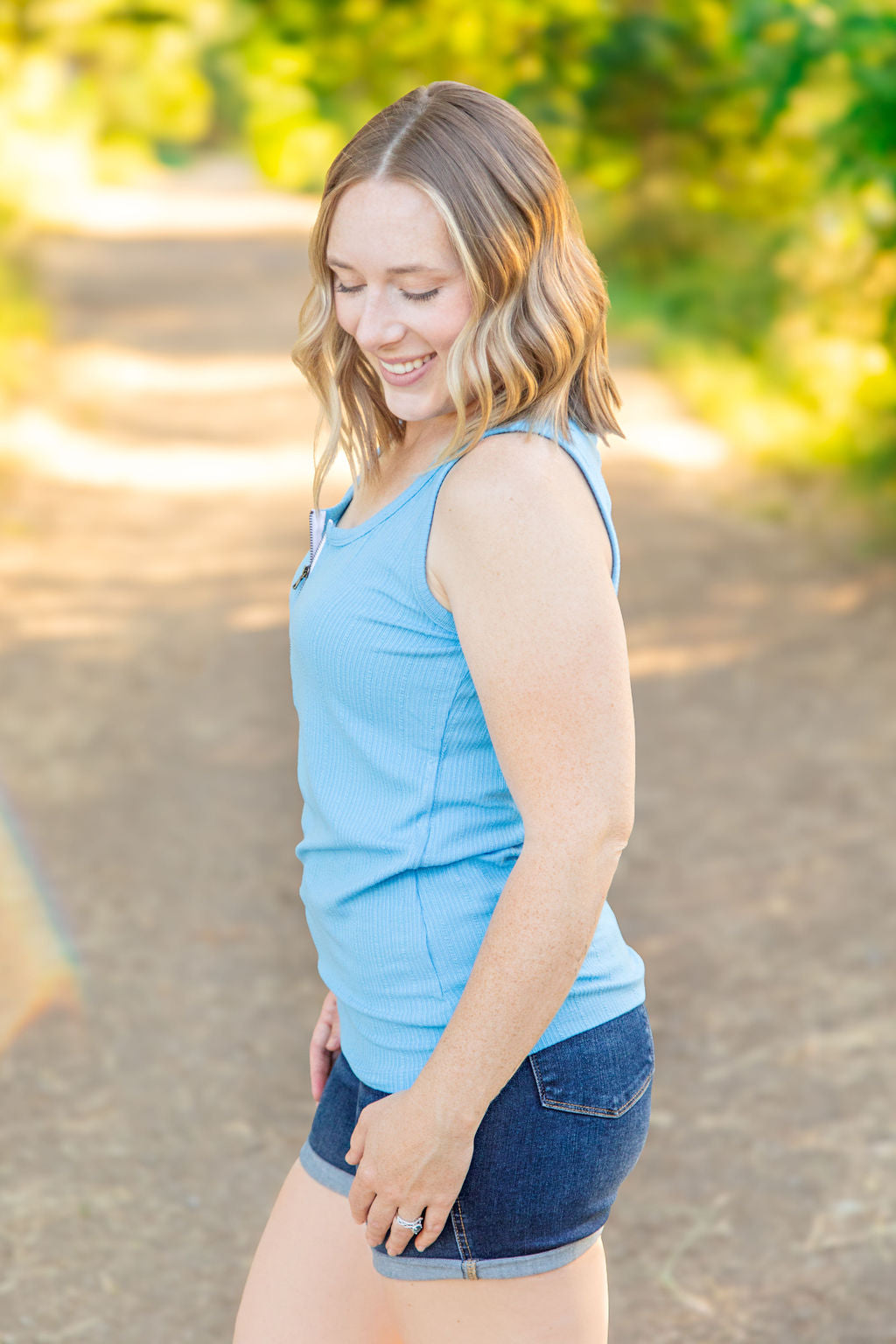 Michelle Mae Mila Zipper Tank - Blue